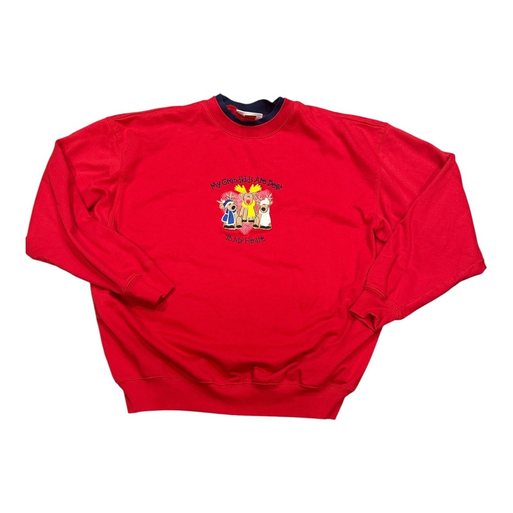 MC Sportswear Red Reindeer Grandkids Are Dear Sweatshirt XL Vintage Style